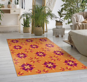 Alfombra vinilo azulejos color naranja - TenVinilo