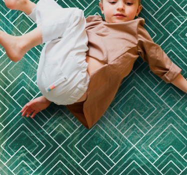 Alfombra vinílica hidráulica galón verde geométrico - TenVinilo