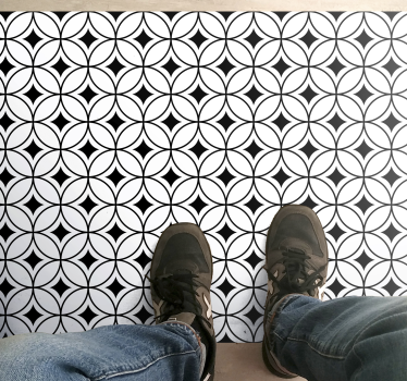 Alfombras vinilo azulejos geométricos negros - TenVinilo