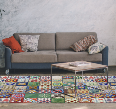 Alfombras vinilo azulejos mexicanos verdes - TenVinilo