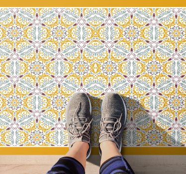 Alfombra vinílica hidráulica patrón de mosaico adornado - TenVinilo