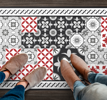 Alfombra vinílica hidráulica patrón de mosaico intrincado - TenVinilo