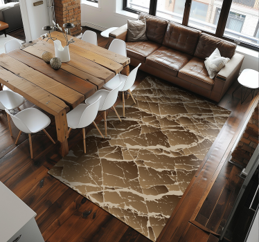 Alfombra vinílica comedor efecto mármol marrón - TenVinilo