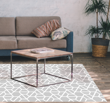 Alfombra vinílica comedor geométrica patrón moderno gris - TenVinilo