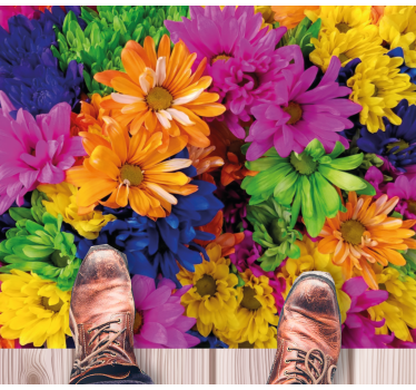 Alfombra vinilo dormitorio Flores de margarita multicolor - TenVinilo