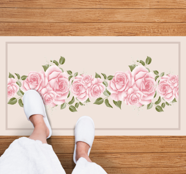 Alfombra vinilo flores Patrón de rosa vintage - TenVinilo