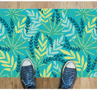 Alfombra vinilo flores Patrón tropical azul - TenVinilo
