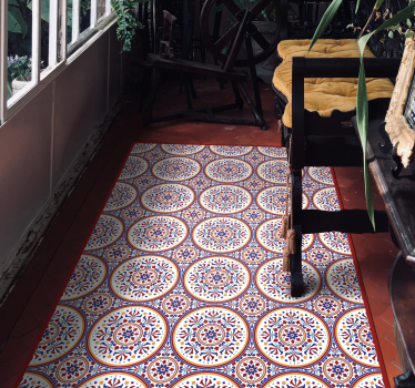 Alfombra vinilo hidráulica azulejos mayólica - TenVinilo
