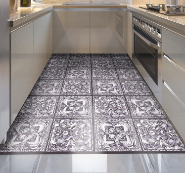 Alfombra vinílica hidráulica azulejos monocromáticos - TenVinilo