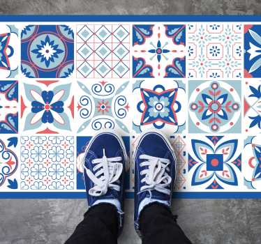 Alfombra vinílica hidráulica azulejos ornamentales - TenVinilo