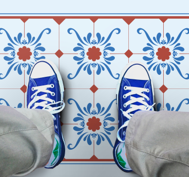 Alfombra vinilo hidráulica Color azul estilo "granada" - TenVinilo