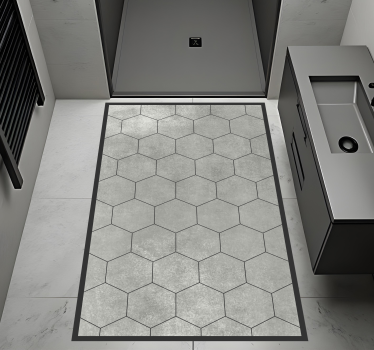Alfombra vinílica cocina hexágonos textura piedra - TenVinilo