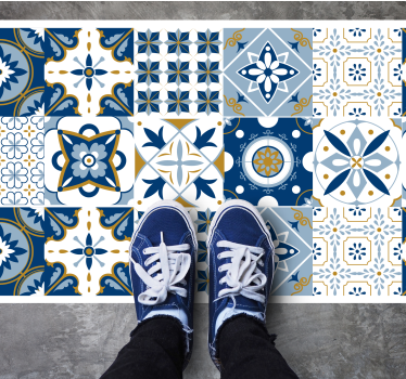 Alfombra vinílica hidráulica patrón de azulejos - TenVinilo