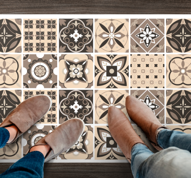 Alfombra vinilo hidráulica patrón de azulejos geométricos - TenVinilo