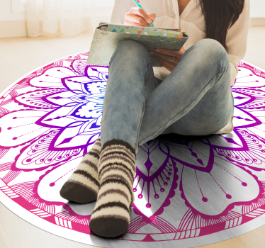 Alfombra vinilo mandala circular morada - TenVinilo