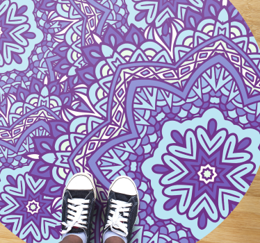 Alfombra vinilo mandala color azul y morada - TenVinilo