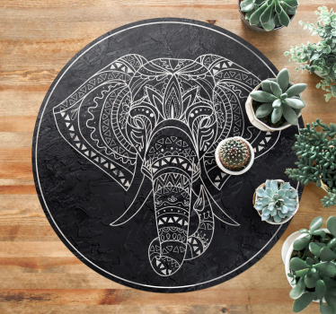Alfombra vinilo mandala elefante de mármol - TenVinilo