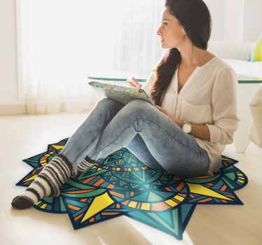 Alfombra vinílica mandala obra de arte circular mandala - TenVinilo