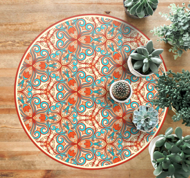 Alfombra vinílica mandala patrón circular adornado - TenVinilo