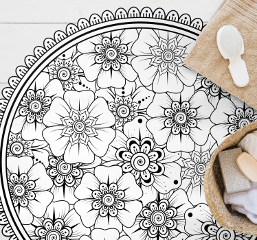 Alfombra vinílica mandala patrón floral mandala - TenVinilo