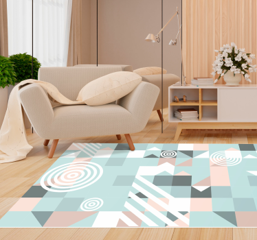 Alfombra vinílica comedor nórdica formas pastel - TenVinilo