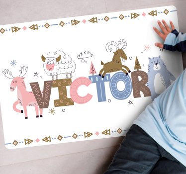 Alfombra vinilo personalizable Animales infantiles polares - TenVinilo