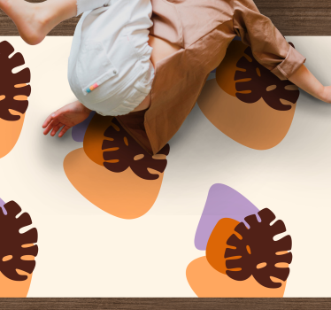 Alfombra vinilo salón Tonos pastel con diseño de plantas - TenVinilo