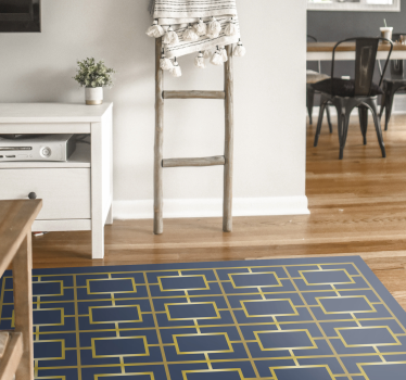 Alfombras de vinilo modernas Azul y dorado moderno - TenVinilo