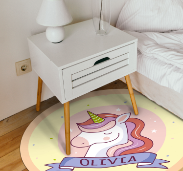 Alfombras vinílicas de animales Perfil de unicornio con nombre pe - TenVinilo