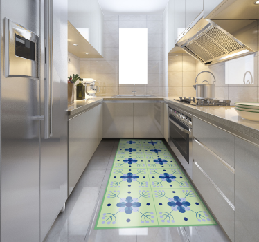 Alfombra vinílica verde efecto azulejos - TenVinilo