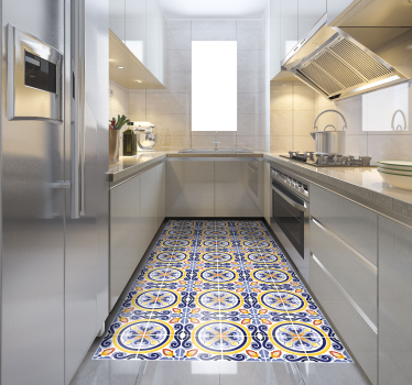 Alfombra vinílica para cocina azulejos de verano - TenVinilo