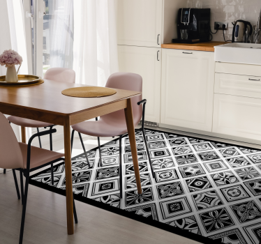 Alfombras vinilo cocina cuadrados azulejos negros - TenVinilo