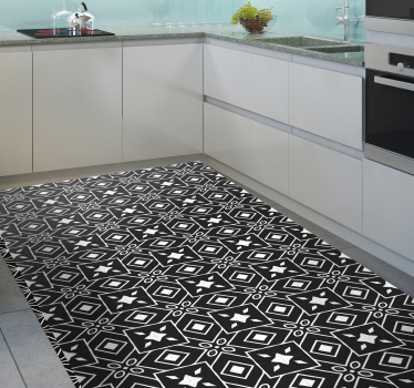 Alfombras vinílicas de azulejos Patrón blanco y negro - TenVinilo