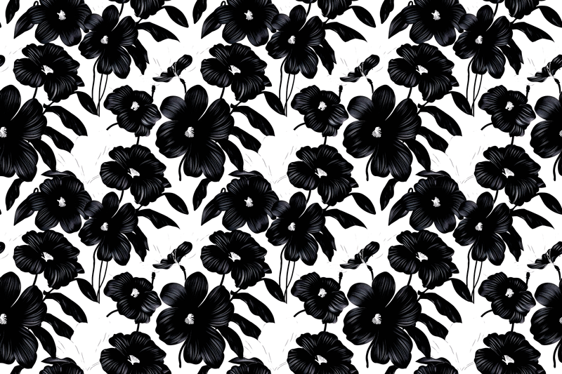 Alfombra vinílica flores amapola negra - TenVinilo