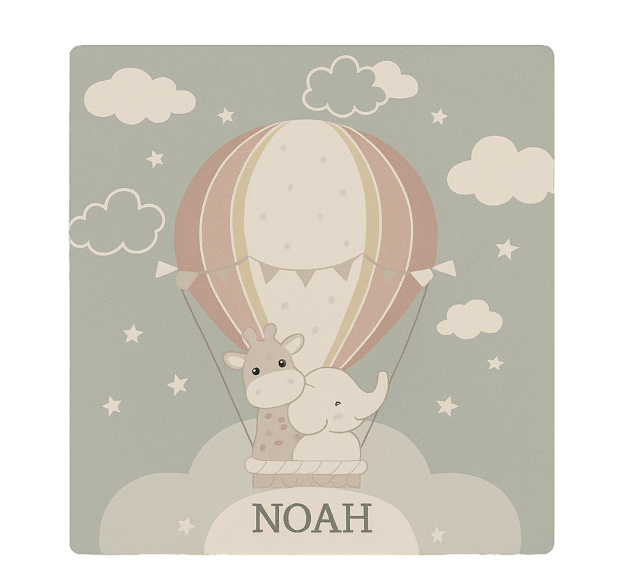 Alfombra vinílica infantil globo de aire con nombre - TenVinilo