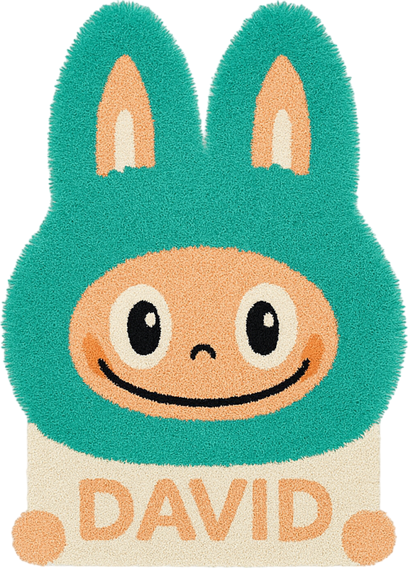 Alfombra vinílica infantil labubu turquesa personalizado - TenVinilo