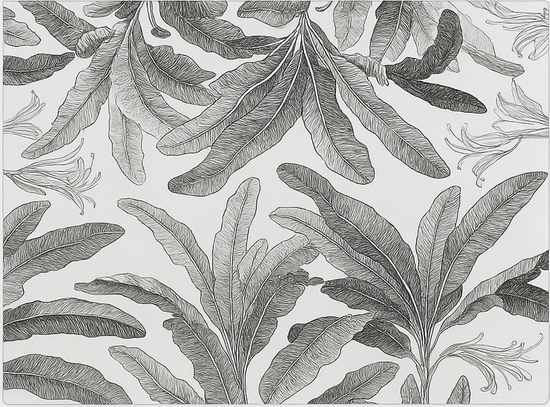 Alfombra de vinilo para cocina palmas grises elegantes - TenVinilo