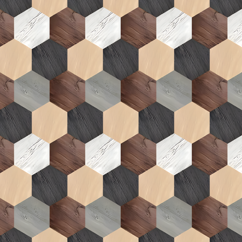 Alfombra de vinilo para cocina hexágonos de madera mixta - TenVinilo