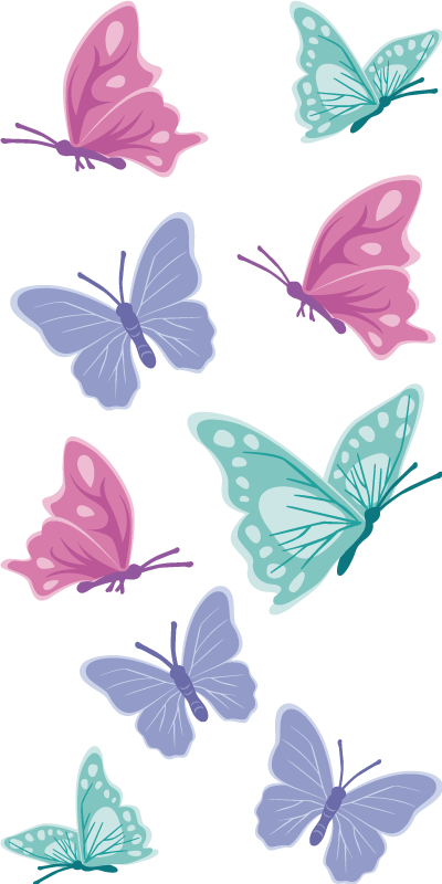 Alfombra vinílica animales mariposas color pastel - TenVinilo