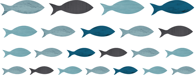 Alfombra vinílica animales siluetas de peces azules - TenVinilo