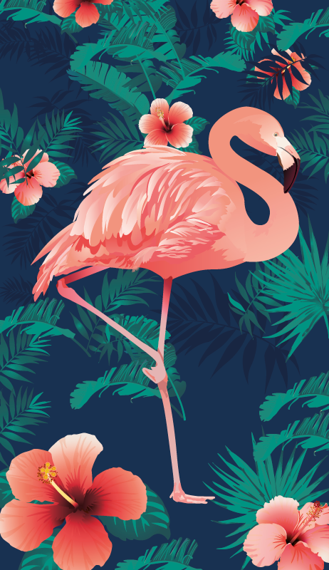 Alfombra vinílica animales flamencos rosas - TenVinilo