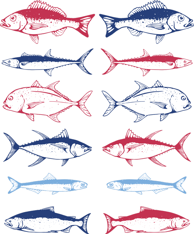 Alfombra vinílica animales diseño de peces dibujados - TenVinilo