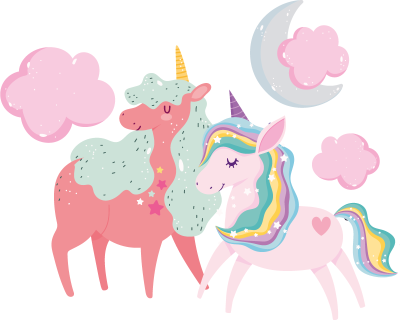 Alfombra vinílica animales unicornio pequeño y yegua - TenVinilo