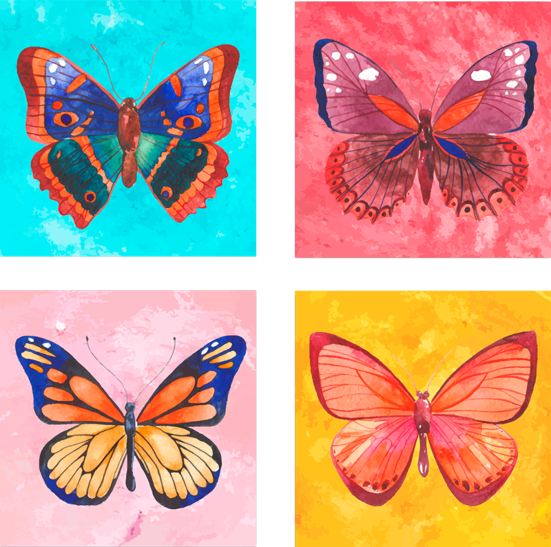 Alfombra vinílica animales baldosas mariposas multicolores - TenVinilo