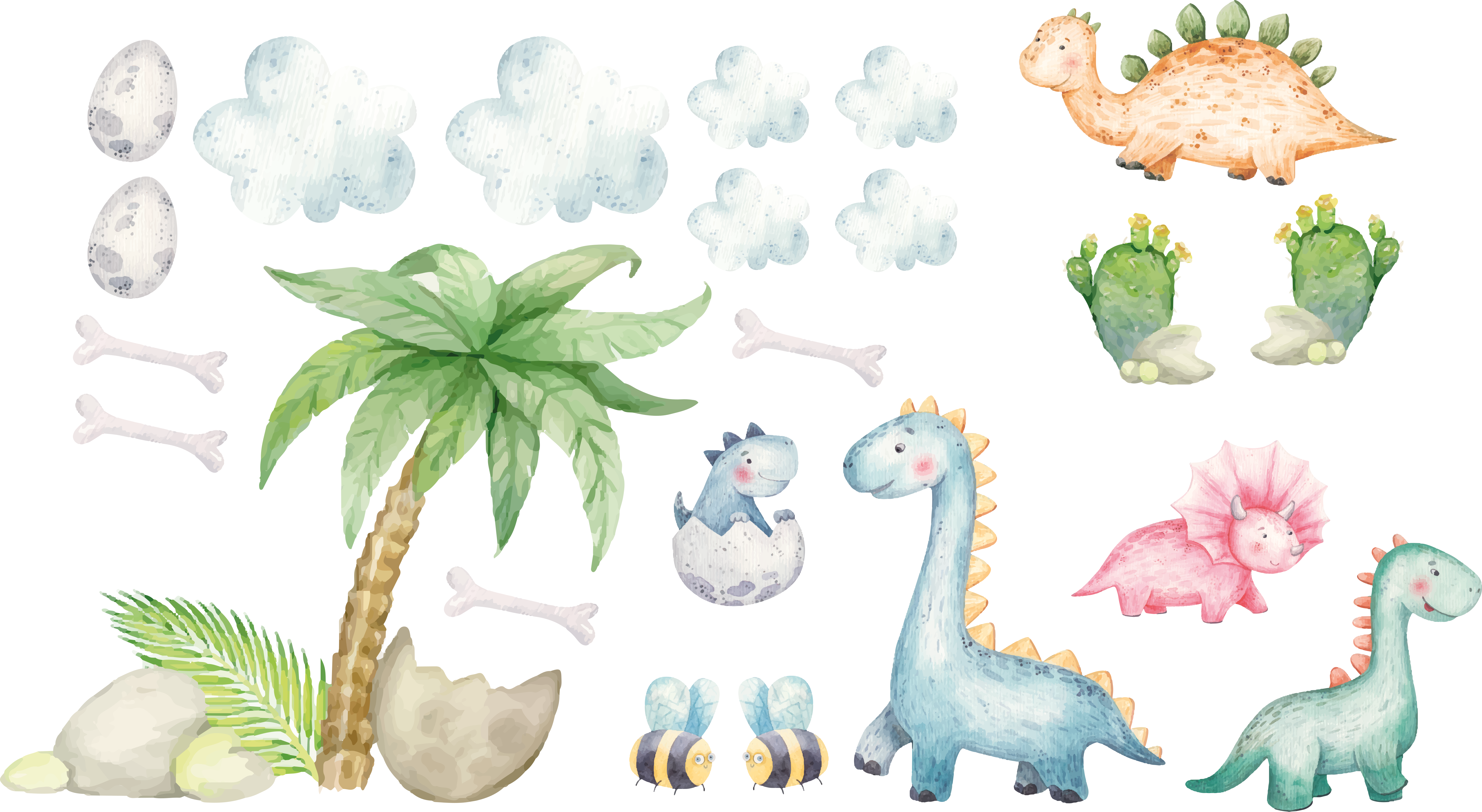 Alfombra vinílica animales dinosaurios acuarelados - TenVinilo