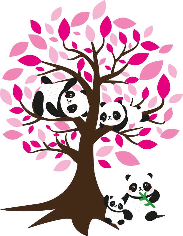 Alfombra vinílica animales árbol con pandas - TenVinilo