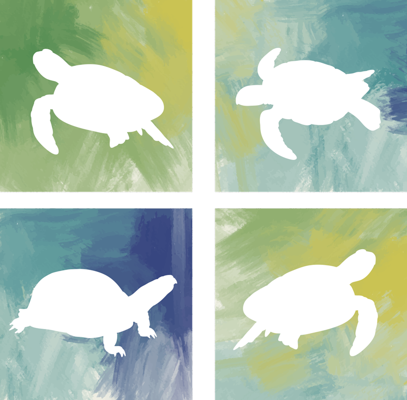 Alfombra vinílica animales baldosas de tortugas coloridas - TenVinilo