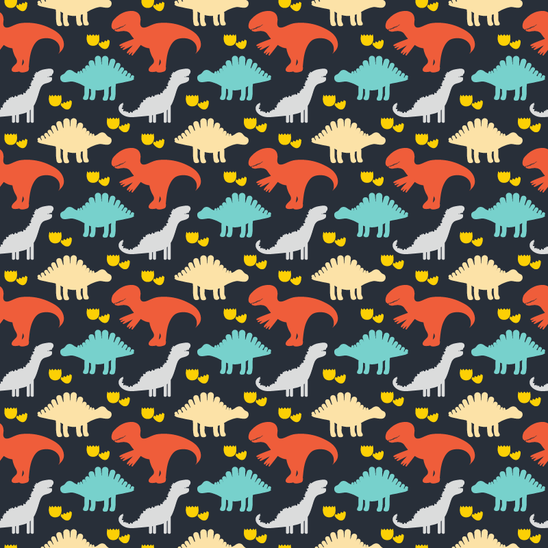 Alfombra vinílica animales patrón de dinosaurios colores - TenVinilo