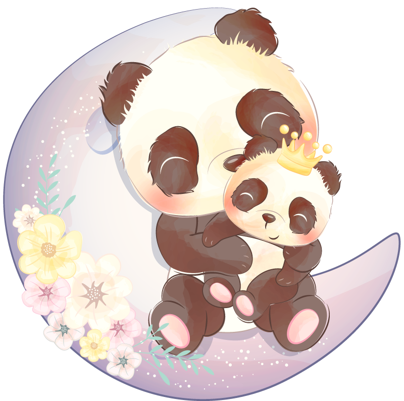 Alfombra vinílica animales dos pandas en la luna - TenVinilo