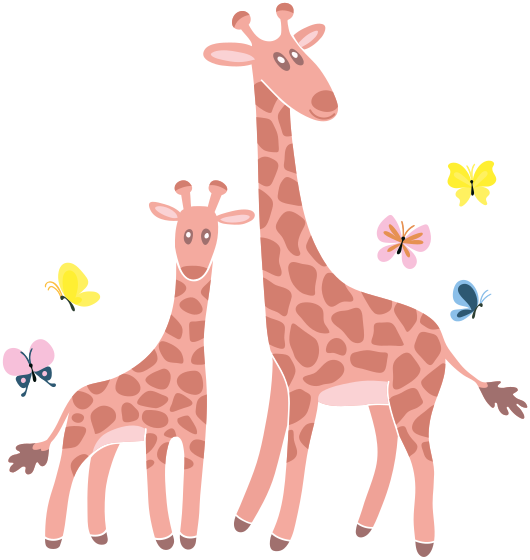 Alfombra vinílica animales mariposa y jirafa - TenVinilo